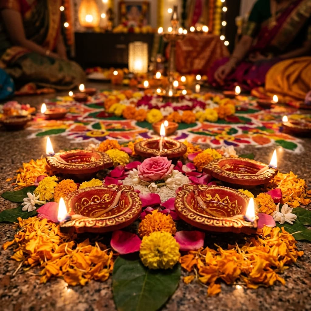 Hand-Painted Terracotta Diya Lamps (Set of 4)